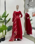 Stunning Faux Georgette Gown, Plazo, and Digital Print Dupatta Set