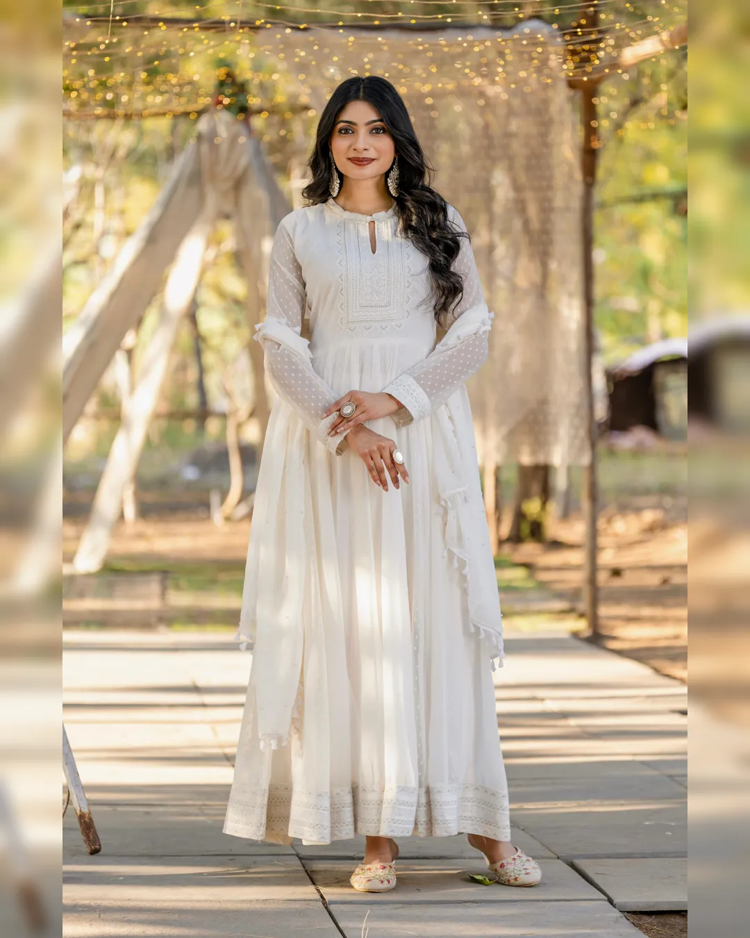strapless open back dress Green butter silk floral printed party wear long anarkali suit-Manmohitfashion.com  – ManMohit Fashion