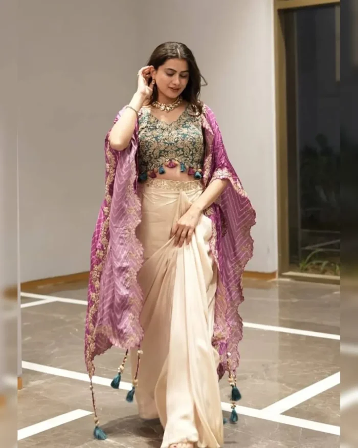 white christmas dresses Buy Purple Embroidered Fancy Organza Fishcut Lehenga With Blouse And  Dupatta| KALKI Fashion India main image 0