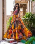 Elegant Heavy Rayon Digital Printed Fully Flared Anarkali Gown