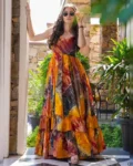 Elegant Heavy Rayon Digital Printed Fully Flared Anarkali Gown