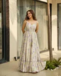 Elegant Floral Cotton Flared Maxi Dress - Sleeveless, Summer-Ready Outfit