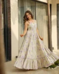 Elegant Floral Cotton Flared Maxi Dress - Sleeveless, Summer-Ready Outfit