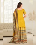 Premium Silk Top with Real Georgette Plazzo & Dupatta Set