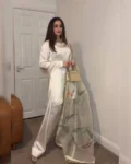 Summer Special Heavy Japan Satin Silk Top-Plazzo Set with Chiroski Work Organza Dupatta