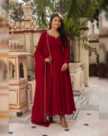 Elegant Georgette Anarkali Suit Set with Cotton Lining & Dupatta