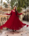 Elegant Georgette Anarkali Suit Set with Cotton Lining & Dupatta