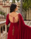 Elegant Georgette Anarkali Suit Set with Cotton Lining & Dupatta