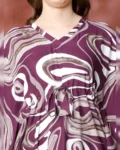 Purple Abstract Printed Viscose Rayon Maxi Kaftan