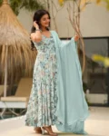 Premium Heavy Rayon Digital Printed Anarkali Gown with Georgette Dupatta