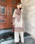 Designer Three-Piece Plazzo Suit with Sequins Embroidery Work