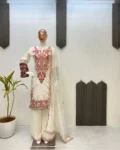 Designer Three-Piece Plazzo Suit with Sequins Embroidery Work
