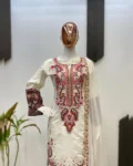 Designer Three-Piece Plazzo Suit with Sequins Embroidery Work