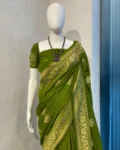 Pure Banarasi Soft Chiffon Georgette Saree with Zari Weaving Pallu & Matching Blouse