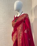 Pure Banarasi Soft Chiffon Georgette Saree with Zari Weaving Pallu & Matching Blouse