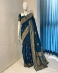Pure Banarasi Soft Chiffon Georgette Saree with Zari Weaving Pallu & Matching Blouse