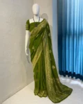 Pure Banarasi Soft Chiffon Georgette Saree with Zari Weaving Pallu & Matching Blouse