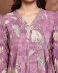 Mauve Floral Printed Premium Chanderi Co-ord Set