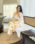 Elegant Printed Georgette Kurta with Chanderi Silk Pant & Dupatta Set