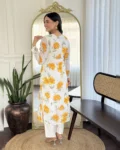 Elegant Printed Georgette Kurta with Chanderi Silk Pant & Dupatta Set