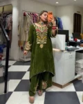 Embroidered Velvet Kurti with Embroidered Palazzo Set