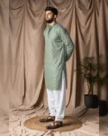 Men’s Festive Wear Viscose Rayon Kurta with Art Silk Bottom – Stitched Set