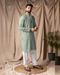 Men’s Festive Wear Viscose Rayon Kurta with Art Silk Bottom – Stitched Set