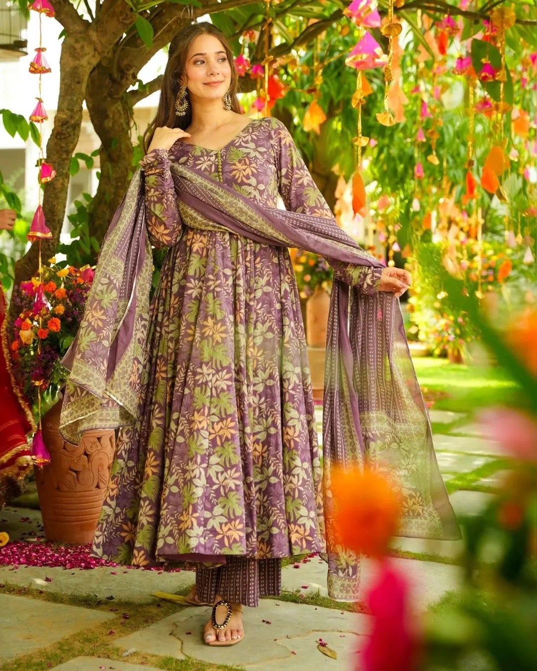 Designer Heavy Muslin Digital Printed Kurti Bottom Dupatta Set – Fully Stitched Festive Wear video