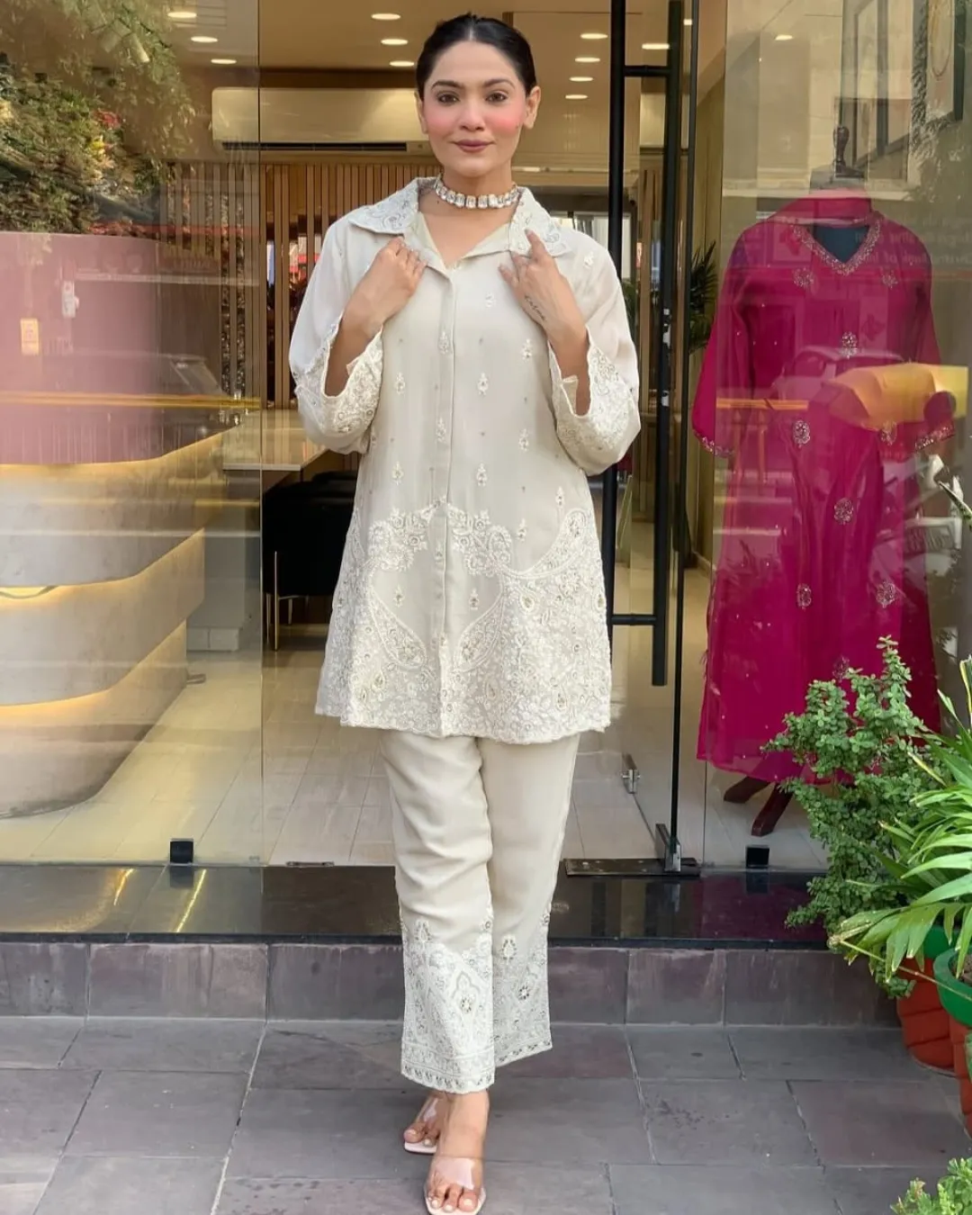 Premium Chanderi Silk Embroidered Cord Set – Party Wear Co-Ord Set