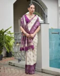 Premium Banarasi Silk Patola & Ajrakh Weaving Saree with Zari & Meena Work
