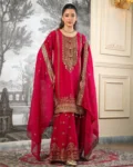 Fendy Silk Embroidered Top Sharara & Dupatta Set