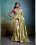 Tissue Banarasi Jacquard Saree with Beads & Sequins Handwork Lace