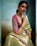 Tissue Banarasi Jacquard Saree with Beads & Sequins Handwork Lace