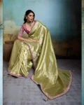 Tissue Banarasi Jacquard Saree with Beads & Sequins Handwork Lace