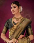 Banarasi Katan Silk Saree with Kanchi Pattu Pattern Border & Pallu