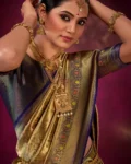 Banarasi Katan Silk Saree with Kanchi Pattu Pattern Border & Pallu