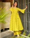 Heavy Rayon Digital Printed Anghrakha Kurti with Bottom