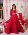 Heavy Airtex Chinon Digital Printed Tier Lehenga Set
