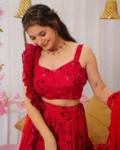 Heavy Airtex Chinon Digital Printed Tier Lehenga Set
