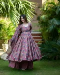 Pure Muslin Digital Printed Kurti Set with Bottom & Dupatta