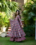 Pure Muslin Digital Printed Kurti Set with Bottom & Dupatta