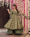 Pure Muslin Digital Printed Kurti Set with Bottom & Dupatta (3 PCS)