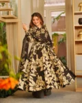 Muslin Digital Printed Kurti Set with Bottom & Dupatta