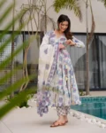 Muslin Digital Printed Kurti Set with Bottom & Dupatta