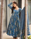 Muslin Digital Printed Kurti Set with Bottom & Dupatta (3 PCS)