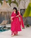 Pure Muslin Digital Printed Kurti Set with Bottom & Dupatta