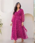 Heavy Faux Georgette Covered Neck Fully Flared Anarkali Gown