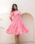 Heavy Kota Checks Digital Printed Long Gown Dress