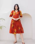 Heavy Kota Checks Digital Printed Long Gown Dress