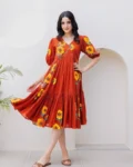 Heavy Kota Checks Digital Printed Long Gown Dress
